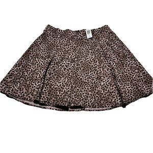 Torrid Leopard Twill Pleated Mini Skater Skirt Brown Plus Size 2 2X 18-20 NWT